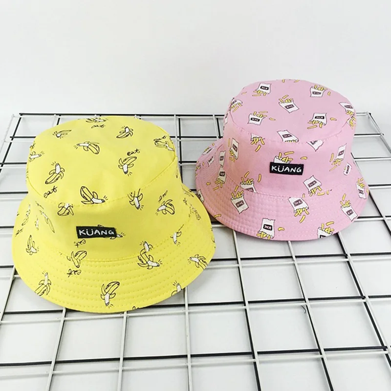 Fashion Panama Bucket Hat Men Women Double Sided Summer Bucket Cap Banana Print Yellow Hat Bob Hat Hip Hop Gorros Fisherman Hat