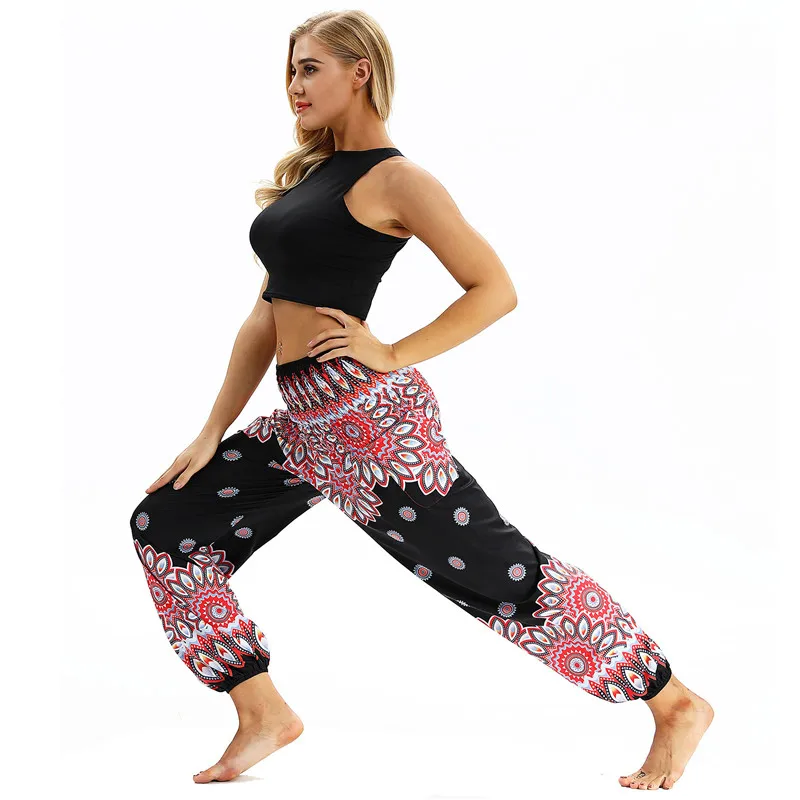 Bohemian Indian Yoga Pants Ethnic Style Wide Leg India Pants Large Crotch Women Belly Dance Mandala Hippie Boho Trousers