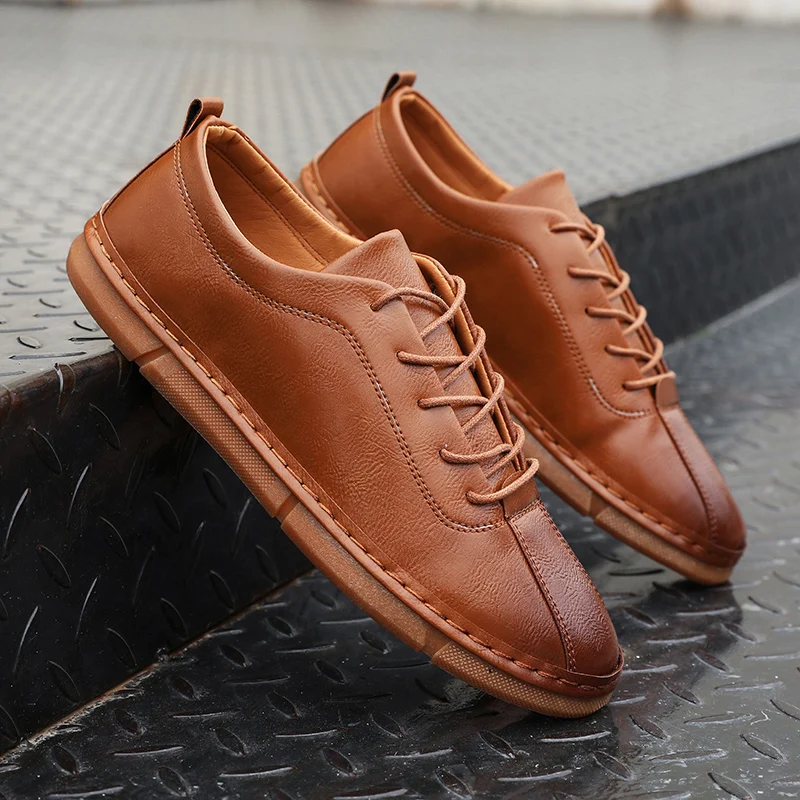 

2019 New Hot Sale Fashion Comfortable Leather Casual Shoes Men Handmade Vintage Shoes Flats Lace-up Chaussure Homme Zapatos