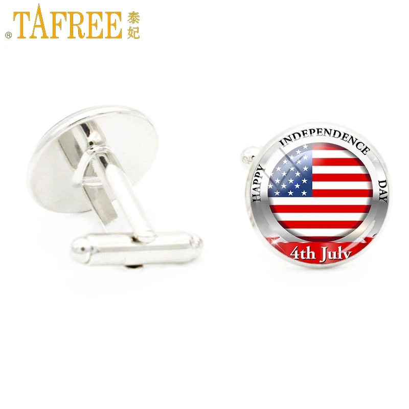 

TAFREE Independence Day Stars and Stripes Cufflink Shirt Suit Accessory Cuff Link Gift for Friend FQ746