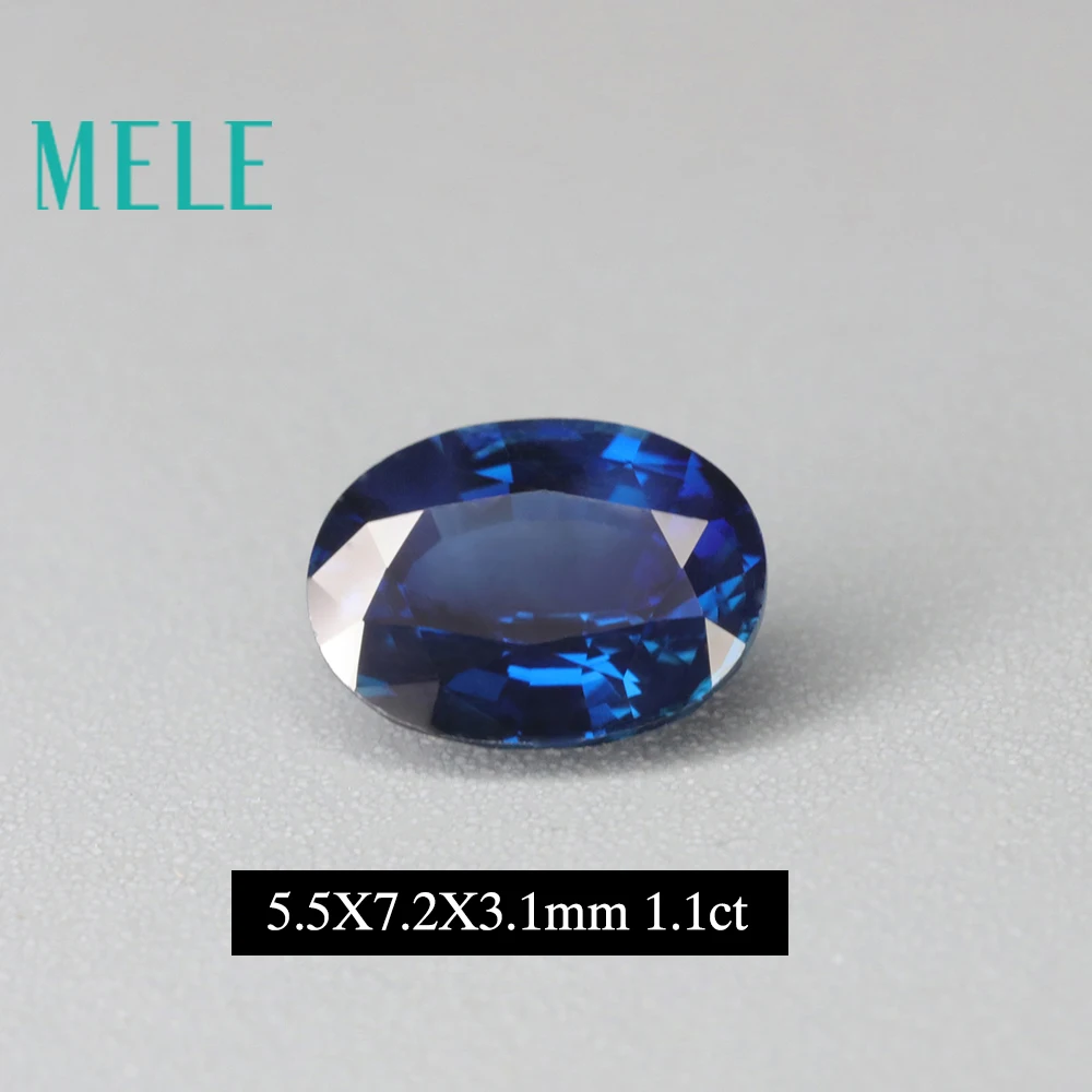 MELE Natural Sapphire loose Gemstone for Jewelry making,5X7mm Oval cut 1.1ct color fire with high quality Diy stone