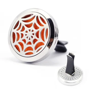 

30mm Stainless Steel spider web car aroma essential oil Diffuser Pendant Locket vent clip for car