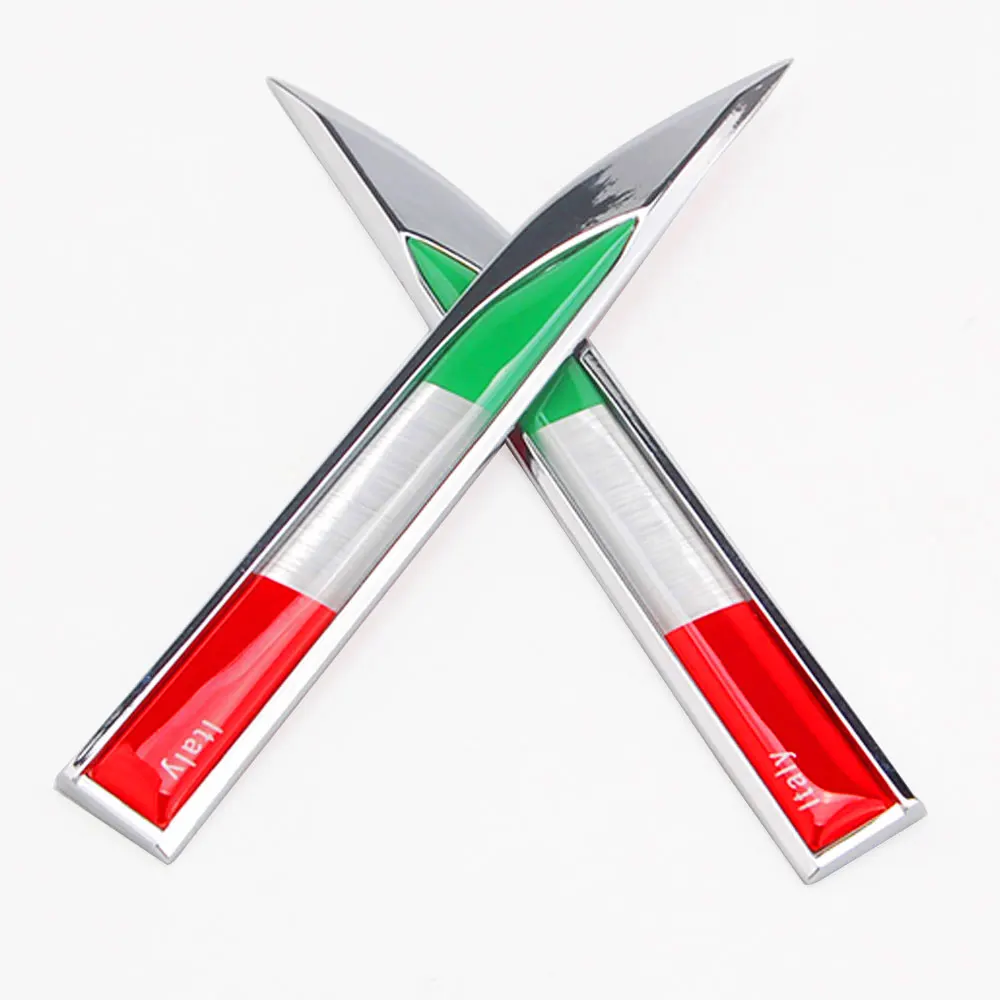 1Pair 3D Metal Car Decoration Metal Adhesive Italy Flag Truck Car Badge Emblem Sticker for Car Motorcycle Sticker