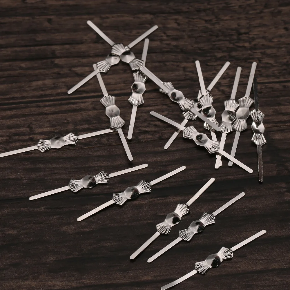 

100Pcs Chandelier Lamp Part Crystal Prism Bead 30MM Connector Silver Boetie Pin
