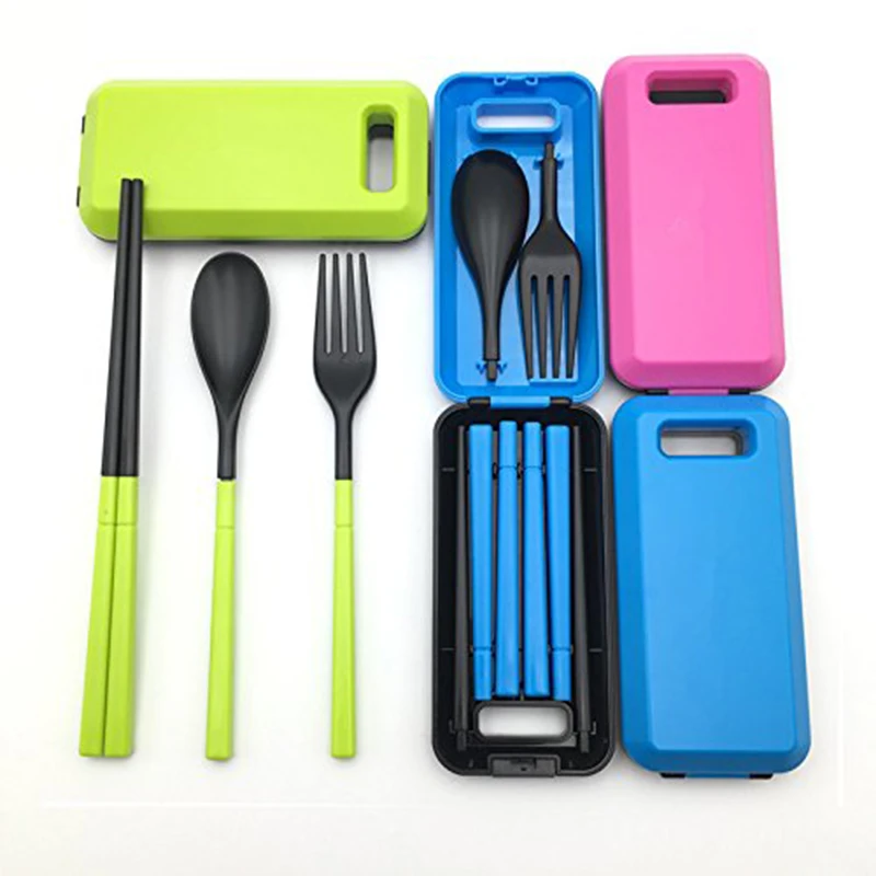 3pcs/set Portable Folding Outdoor Travel Dinnerware Set Kitchen Household Dinnerware Set For