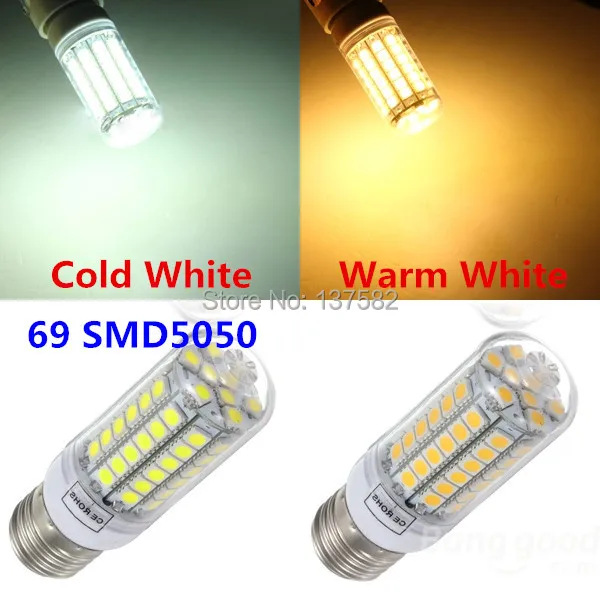

2015 High Brightness LED Bulb E14 E27 69 SMD 5050 LED Corn Bulb Corn Light 360 beam angle AC220V LED Bulb Lamp