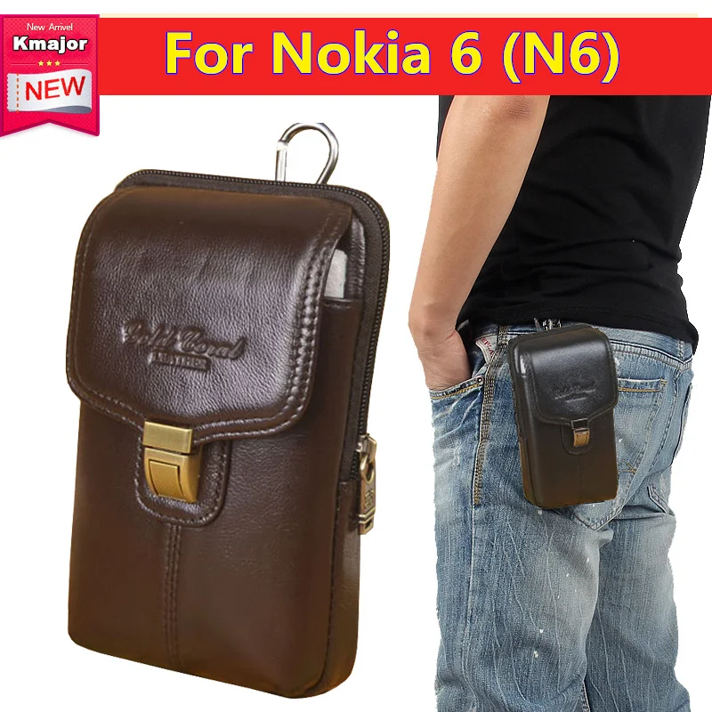 

Luxury Genuine Leather Carry Belt Clip Pouch Waist Purse Case Cover for Nokia 6 (N6) 5.5inch Mobile Phone Bag Free Shipping