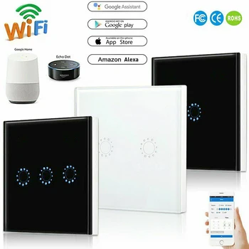 

WIFI Smart Wall Light Panel 1/2/3 Gang Touch Screen Wireless Switch Remote Control Wall Switch for Alexa for Google Home