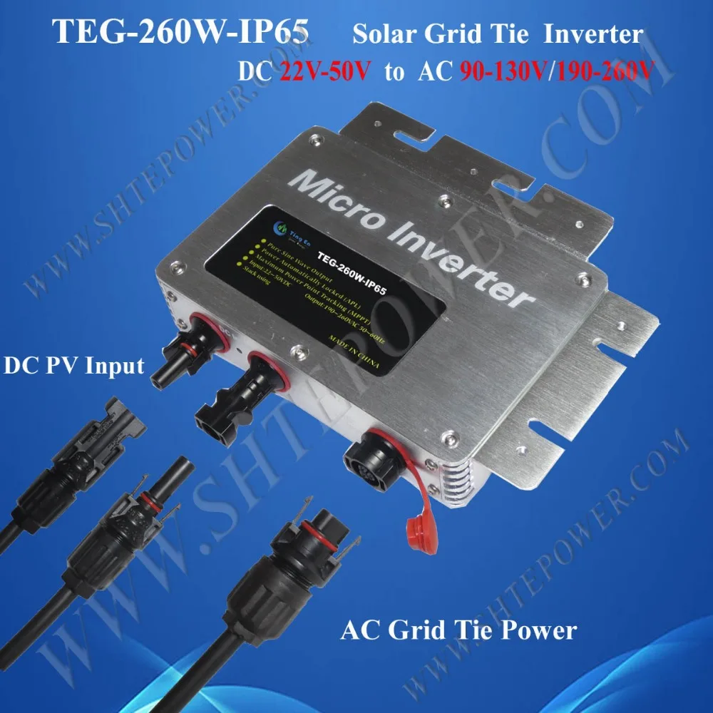 260 Вт dc 22-50 в к ac 110 В/120 В/220 В/230 В водонепроницаемый инвертор pv сетевой инвертор на солнечных батарейках инвертор