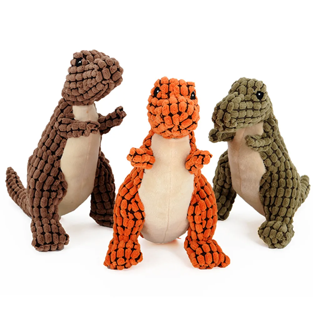 Animal Shape Dinosaur Sound Chew Interactive Squeaky Plush Pet Toy Pet