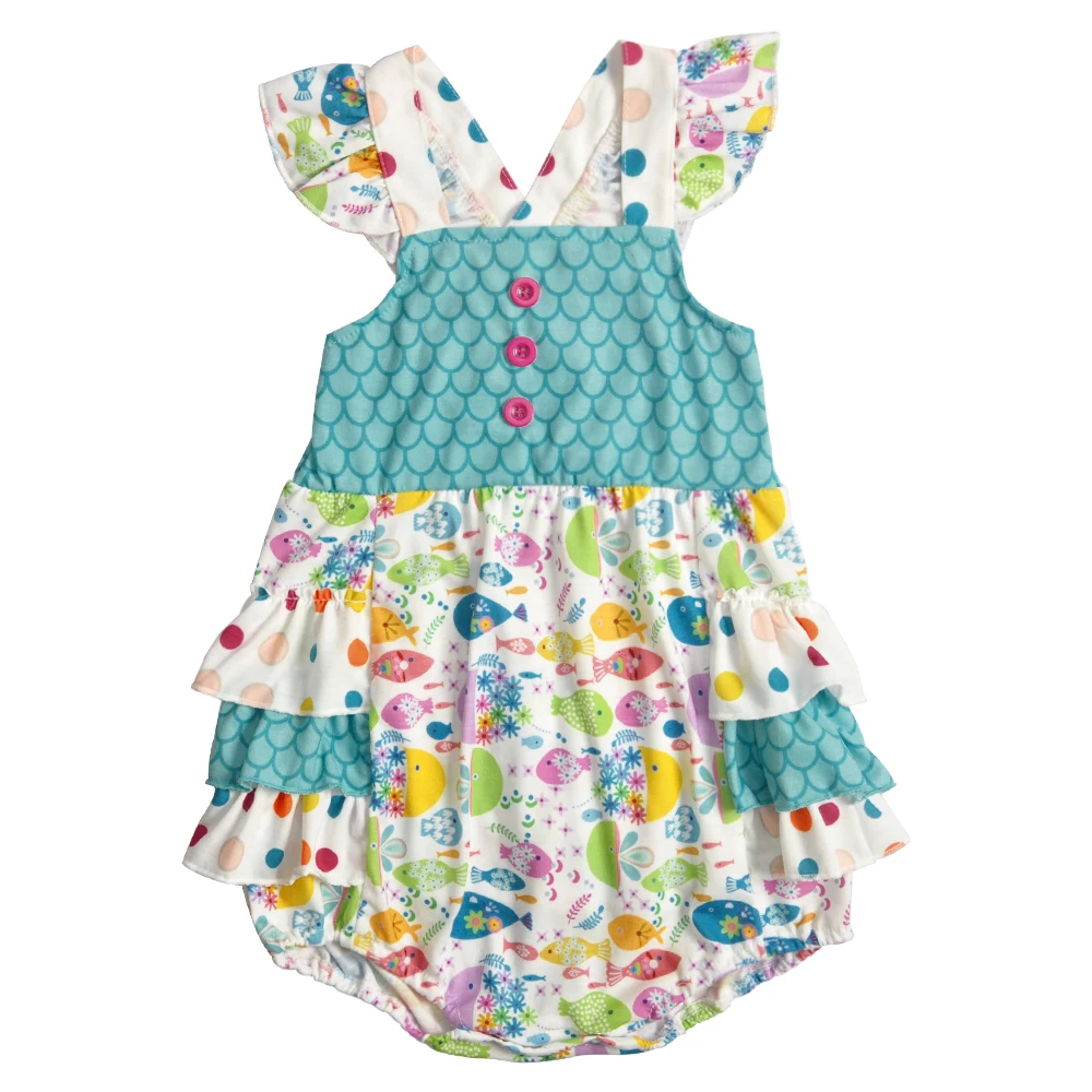 

baby girl bodysuits baby girl clothes Summer Baby bodysuit baby Sleeveless fish pattern newborn bodysuit