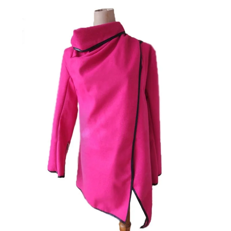 ZOGAA النساء طويلة الملونة معطف الأزياء سليم صالح الستر الكشمير معطف المرأة الصلبة جولة طوق الفراء معاطف زائد حجم