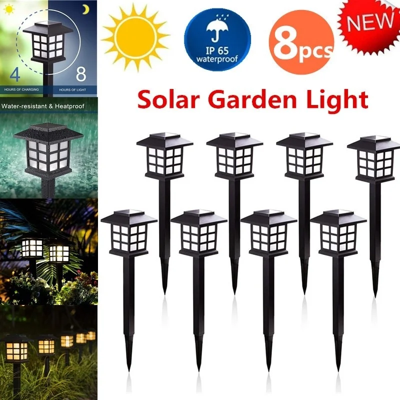 

2/4/8Pack Outdoor Solar Power LED Path Way Wall Landscape Mount Garden Fence Lamp Light
