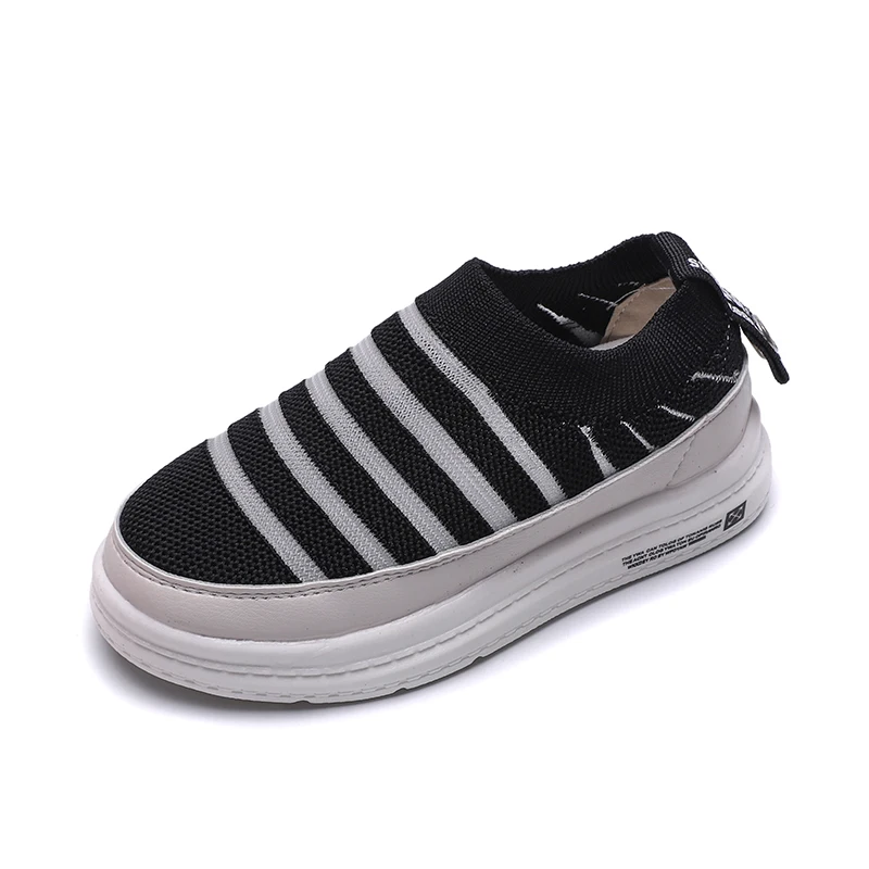 Bekamille Children Shoes Autumn Fashion Stripe Boys Baby Leisure Sneakers Kids Shoes for Girls Sport Shoes Black White - Цвет: SH012Black