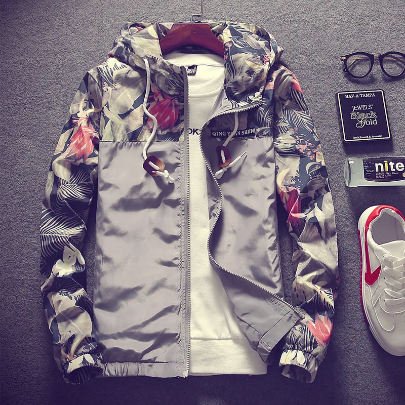 FALIZA, Мужская Весенняя осенняя куртка-бомбер с цветочным принтом, мужская куртка с капюшоном в стиле хип-хоп, цветочный дизайн, куртка-пилот, плюс 5XL JK-I