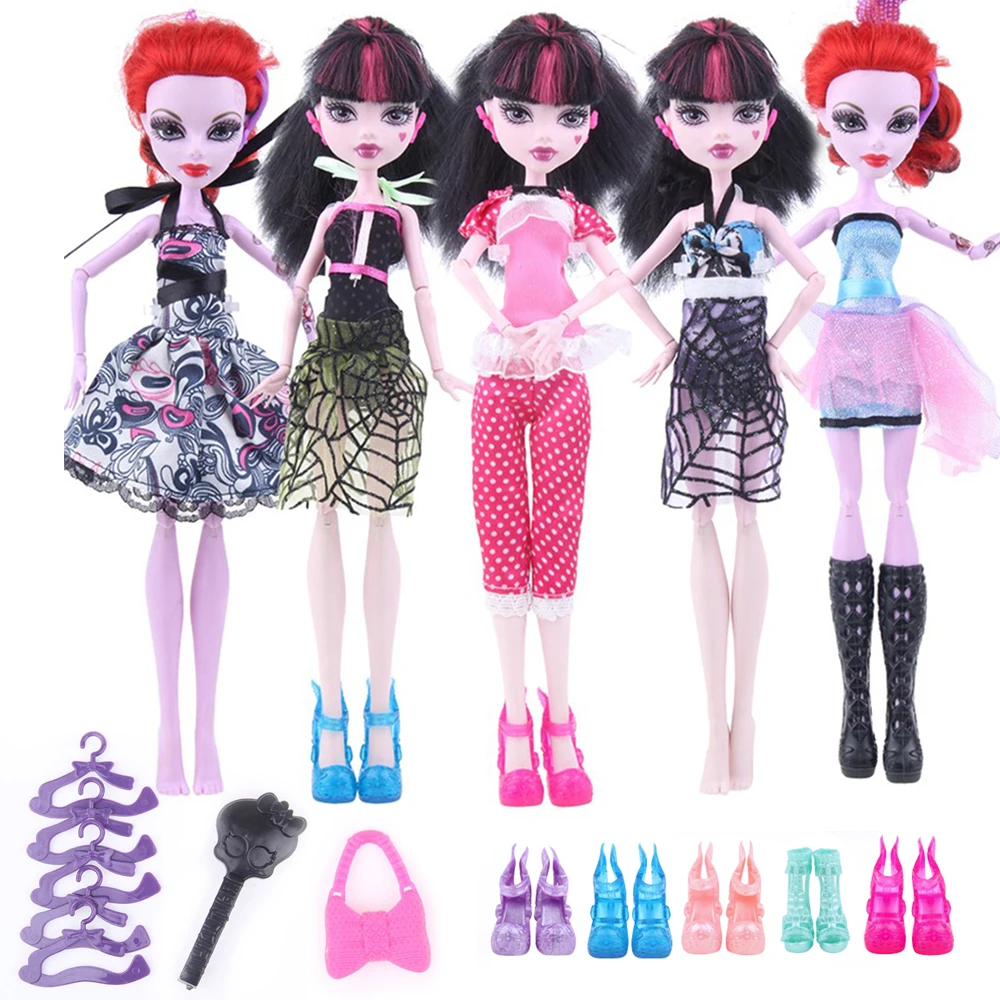 

17 Items for Monster Doll Accessories Suit Dress+Shoes+Hangers+Bag Doll Clothes for Original Monster Dolls