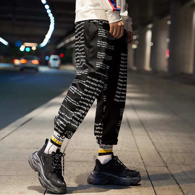

Aolamegs Sweatpants Multi-Letter Track Pants Trousers Men Pants Hip Hop Elastic Waist Fashion High Steet Joggers Streetwear