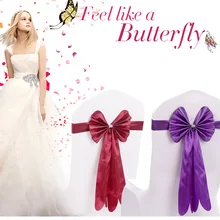 100 шт./партия, галстук-бабочка из искусственной кожи с сатиновым хвостом, пояс-лента для украшения свадебной вечеринки, красный/розовый/синий/цвета шампанского