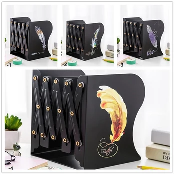 

Creative Colorful Feather Adjustable Stretch Bookends Heavy Metal Student Desktop Book Stand Book Organizer Stand 135*120*190mm