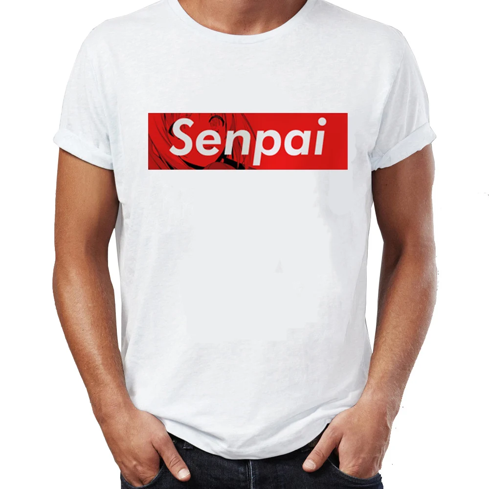 Новый дизайн аниме футболки для мужчин Senpai футболка японский старшеклассница