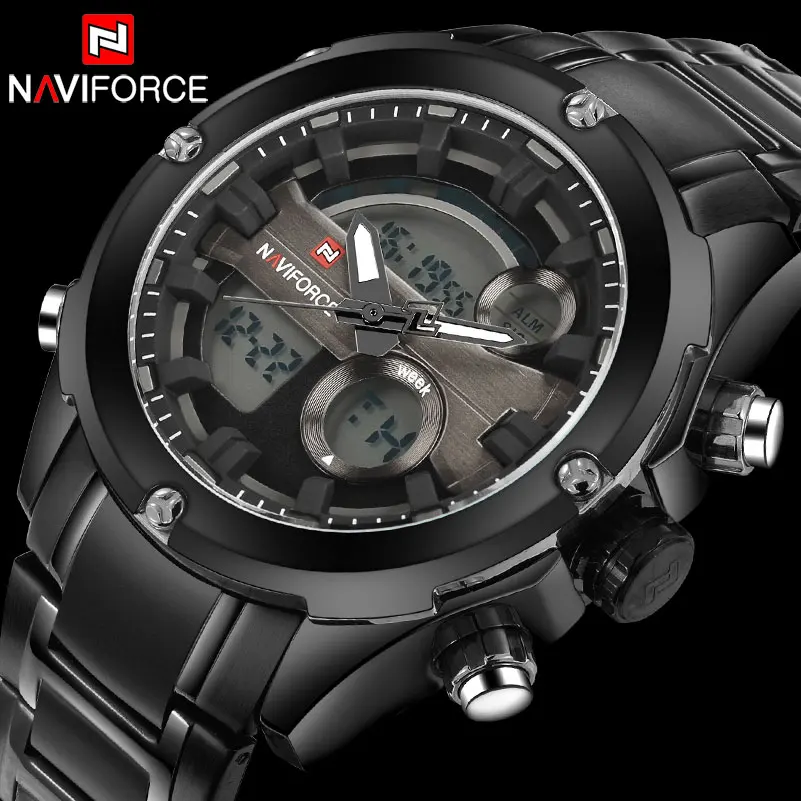 Naviforce мужские водонепроницаемые часы 30 м полностью из нержавеющей стали