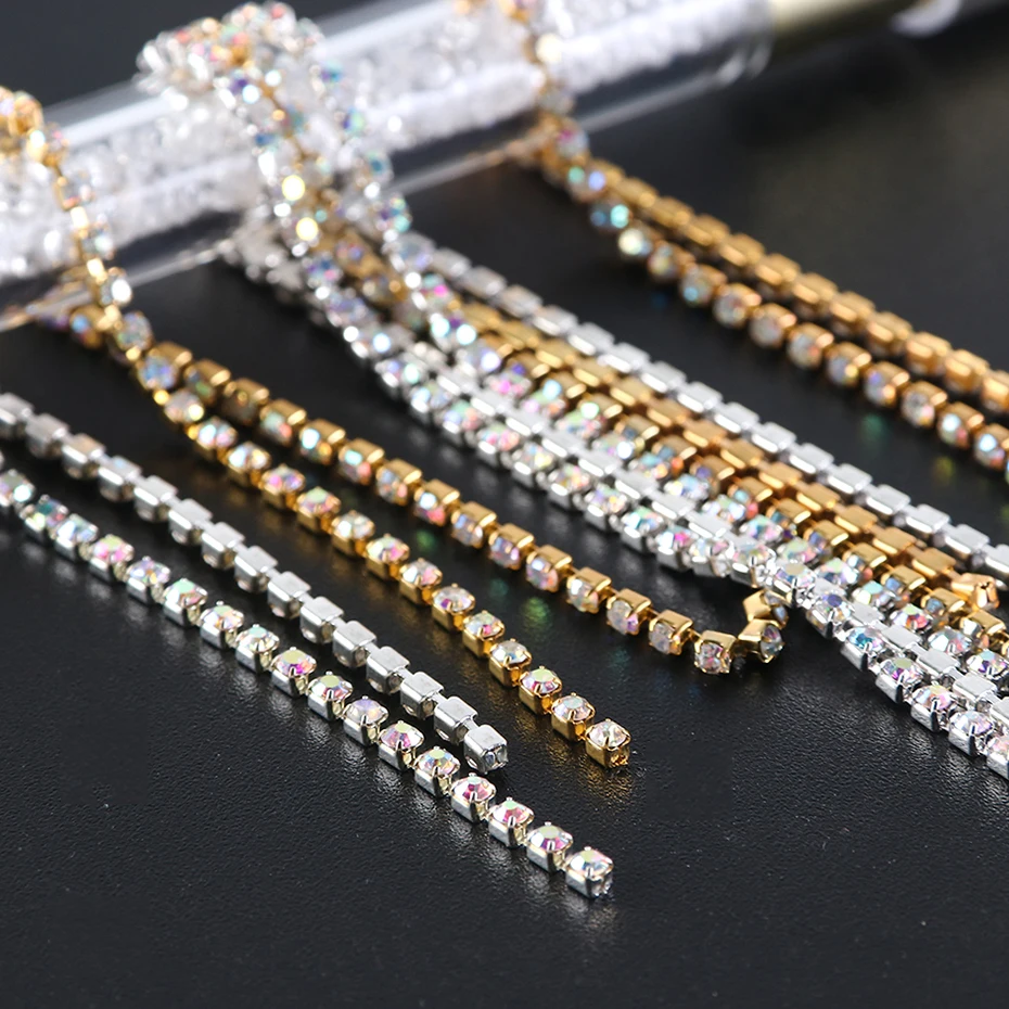 1pack Mixed Japanese Metal Chain Single Claw Nail Art Rhinetone DIY Charms Making Finding Jewelry Nail Decoration Manicure LE799