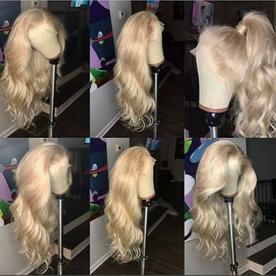 Liweike полный кружевной объемный парик 613 блонд Remy человеческие волосы бразильские
