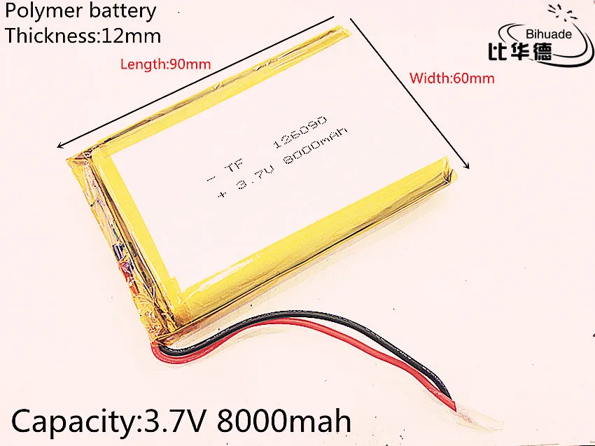

3.7V 8000mAh 126090 Lithium Polymer Li-Po li ion Rechargeable Battery cells For Mp3 MP4 MP5 GPS PSP mobile bluetooth