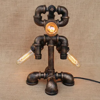 

Modern black workroom 3 lights robot table lamp e27 art deco Shine desk light sconce for study bedroom bedside workshop office
