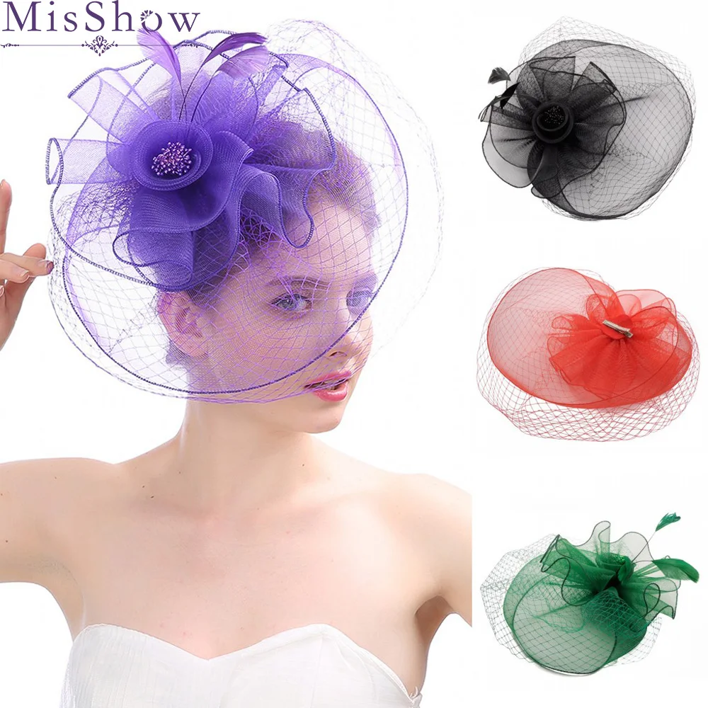 

2019 Vintage Bride Wedding Hats and Fascinators Elegant Hairpin Bridal Hats for Women Wedding Hair Accessories chapeau mariage