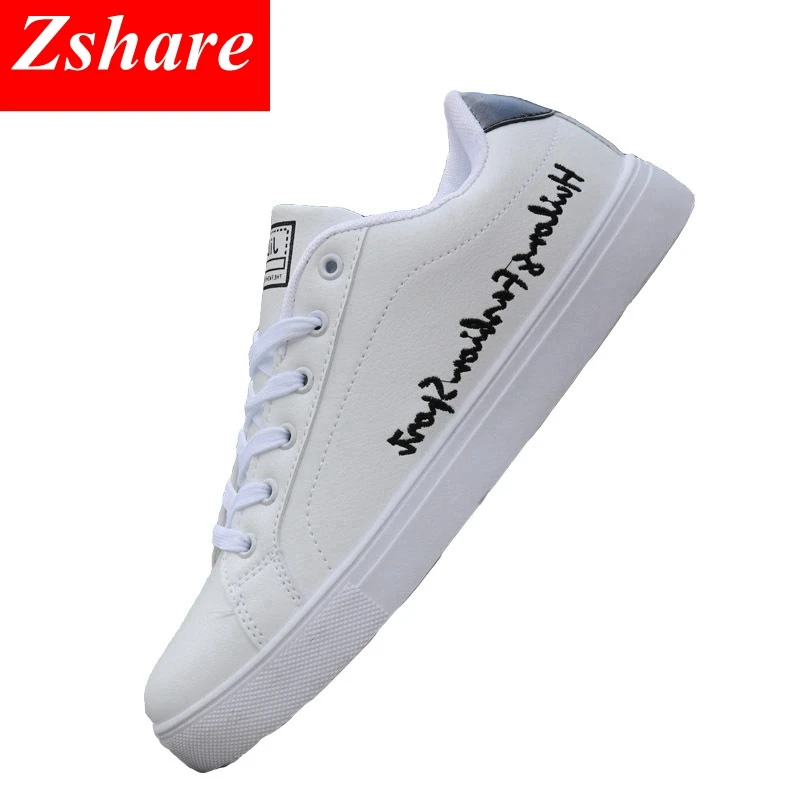 

Wild White Men's Shoes Trend Casual Shoes Men Breathable Sports Shoes 2019 Spring New Lace-up Comfortable Flat Leisure Footwear