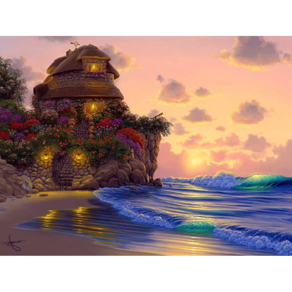 

LI LOYE Diamond Painting Cross Stitch Pattern 5D DIY Diamond Embroidery Cartoon beach Diamond Mosaic Home Decoration gift RT450