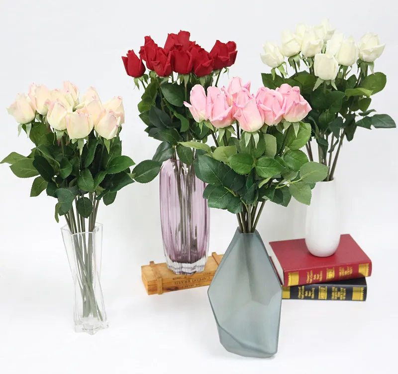 Flone Artificial Rose Flowers Real Touch Flowers Simulation Rose Flower Branch Bouquet Wedding Home Party Table Decor Floral (1)