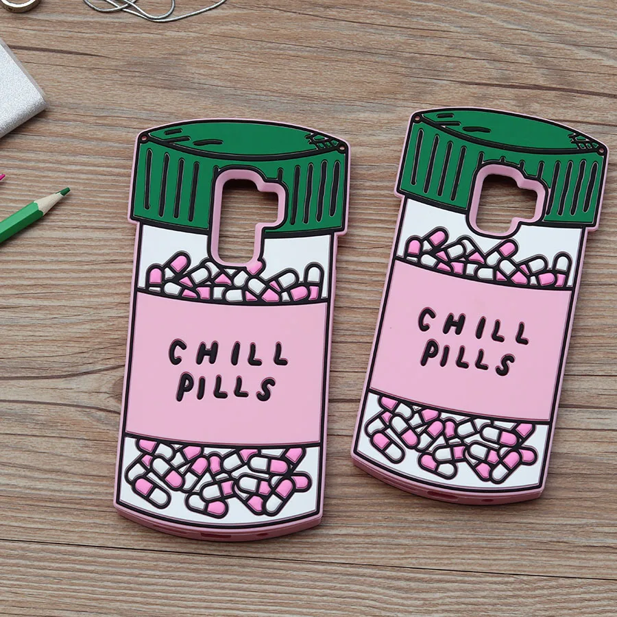 3D Chill Pills Bottle Phone Case for Samsung Galaxy S6 S7 Edge S8 S9