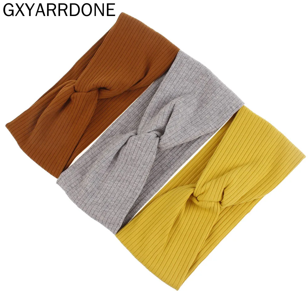 

1pcs 2019 Cotton Knitted Headband Women Hair Accessories Retro Twisted Elastic Wide Hair Scarf Hairband Solid Head Band Headwear