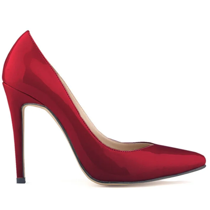 Выразительные женские туфли-лодочки в Звездном стиле; модные лакированные туфли на высоком каблуке; пикантные вечерние туфли с острым носком; Женская офисная обувь - Цвет: Wine red
