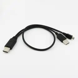 1 шт. USB-Y 2-Порты USB мужчина к Mini B 5Pin данных Мощность кабель для жесткого диска HDD случае