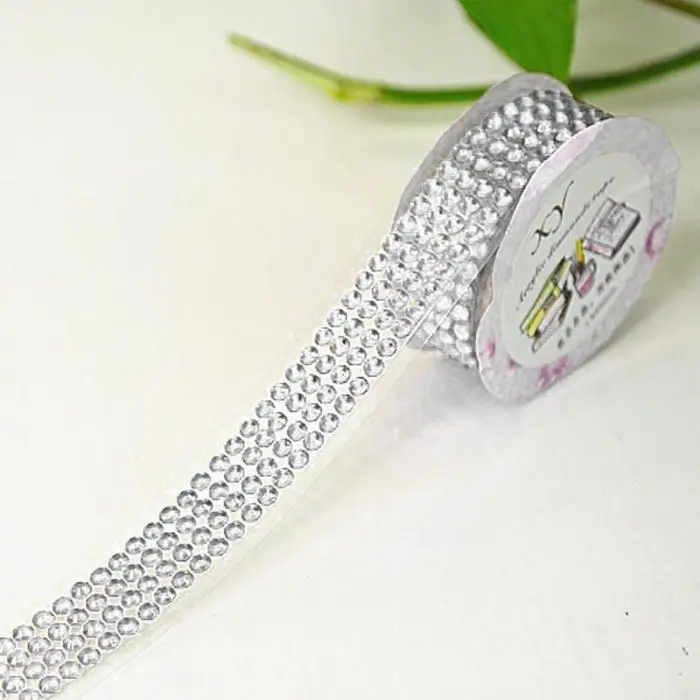 Fashion Lovely High Quality Self-Adhesive Acrylic Rhinestones Stick On Scrap Booking Craft Sticker Tape 669