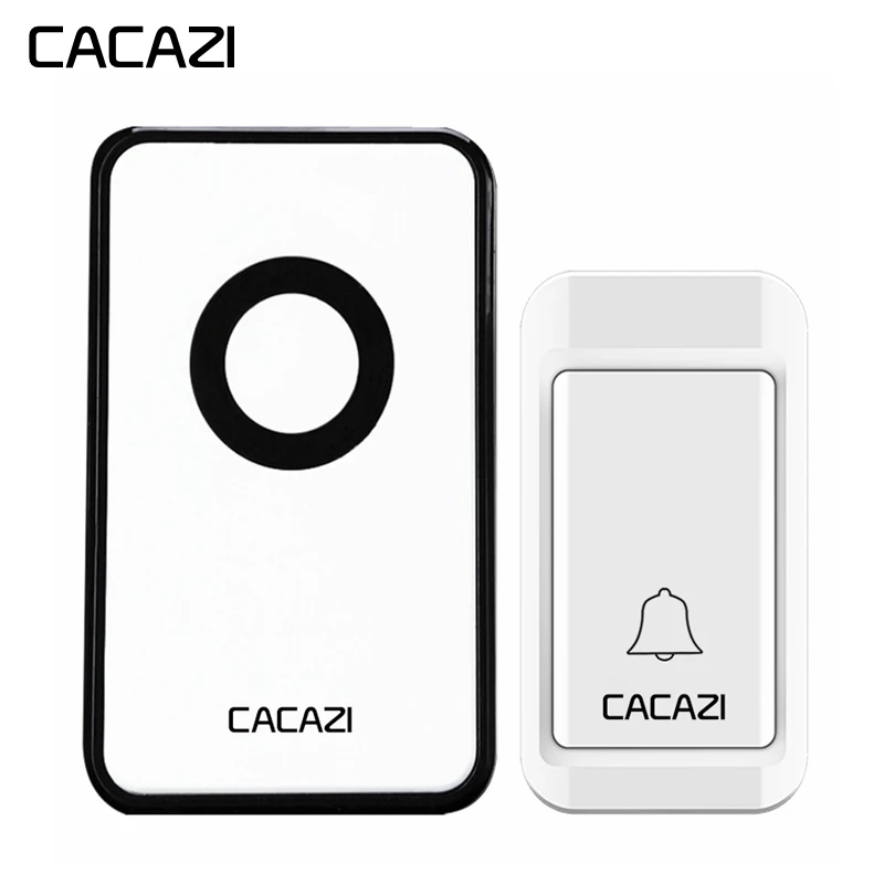 

CACAZI Self-powered Wireless Doorbell No Battery Waterproof led light US EU UK Plug Home door bell chimes 1 Button 1 Receiver