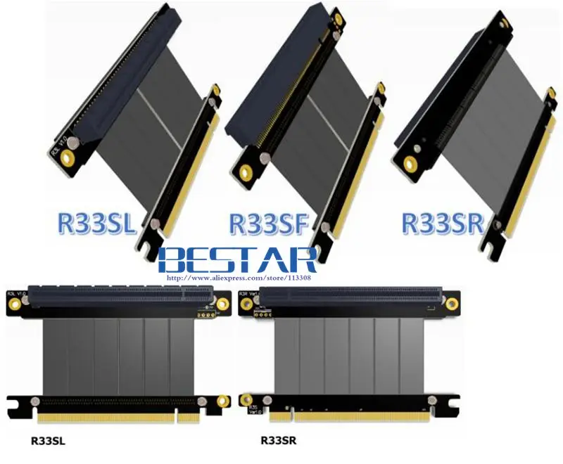 

Riser Gen3.0 PCI-E 3.0 16x male To pcie x16 female Right & Left Elbow PCI Express Riser graphics card extension Cable 5cm - 50cm