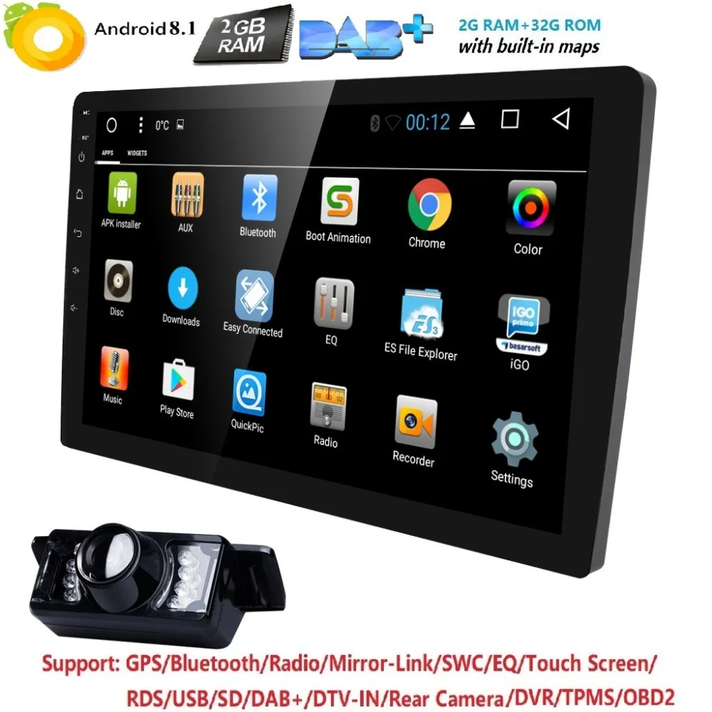 

10.1Inch Android8.1 2GRAM+32GROM Wifi BT Car AutoRadio Gps Navigation 2 Din Headrest head unit Bluetooth Usb/sd Universal Player