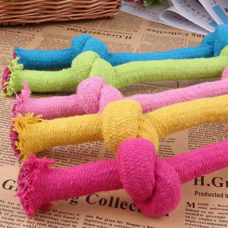 Wholesale pet dog toys colorful cute dog rope toys16cm 23cm braided chew toy candy cotton rope pet toy for dog training products
