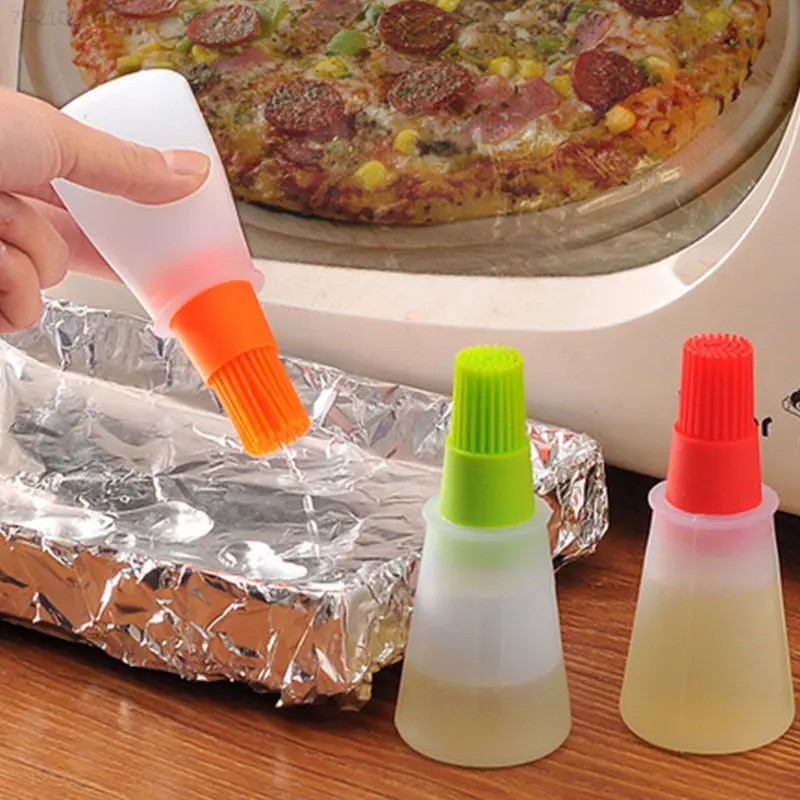 

New Oil Brush Oil Storage Bottles Silicone Oil Bottle Brush for Barbecue Cooking Baking Pancake BBQ Tools Kitchen Accessories