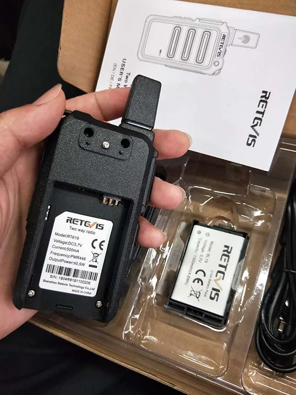 2 шт. Retevis RT619 Мини Walkie Talkie радиостанции скремблер ультратонкий фюзеляжа двухстороннее радио Портативный PMR446 ФРС VOX USB