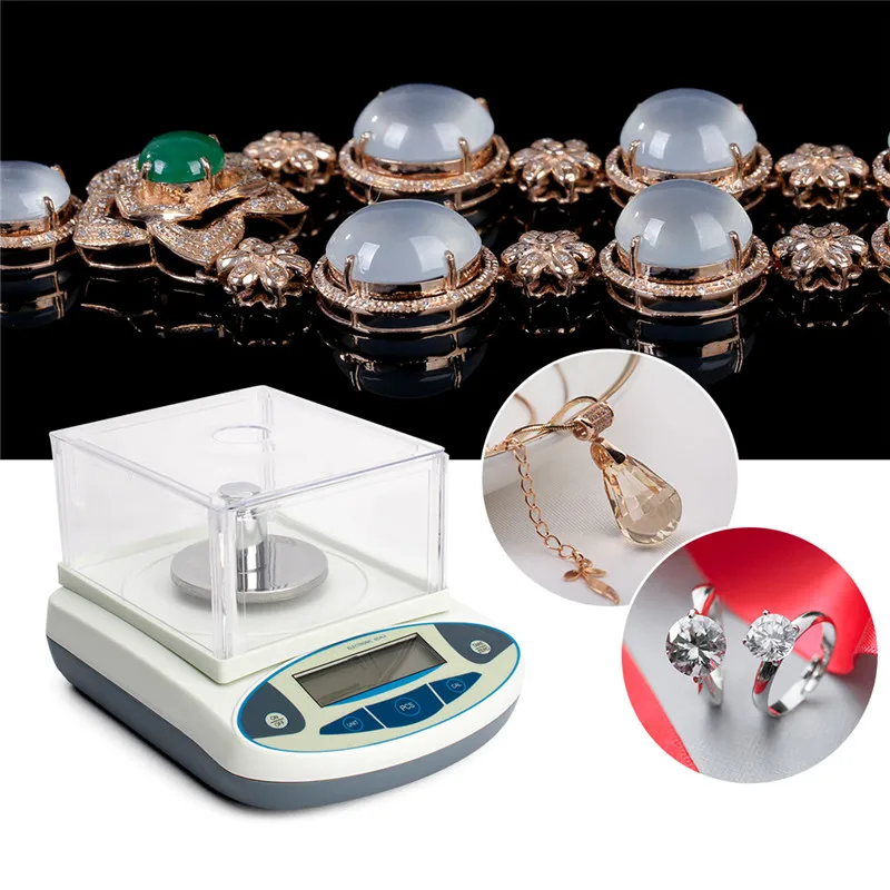 300g 0.001g Electronic Balance Digital Scale Laboratory Weight Scales High Precision Jewelry Gold Gram Analytical LCD Scales (10)