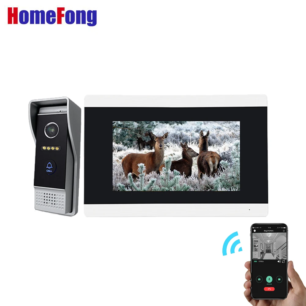 

Homefong IP Video Door Phone System 7 Inch Wireless Video Doorbell Intercom With Monitor Waterproof Door Ring
