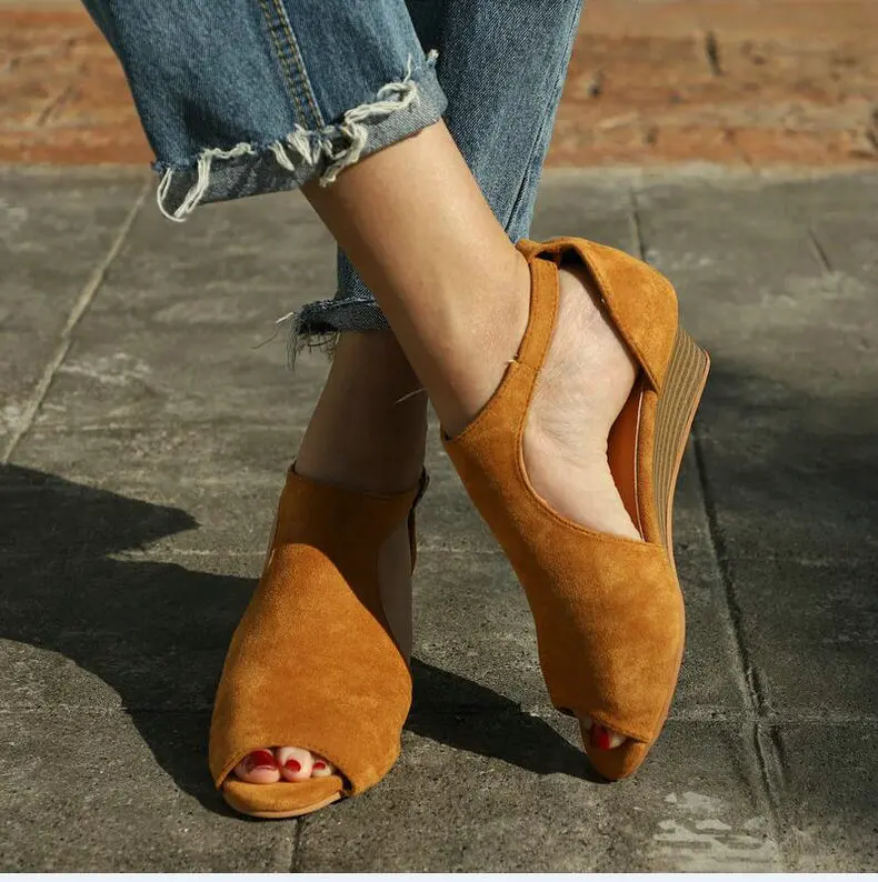 Women's Boots' Women Slip-On Fashion Ankle Summer Boots Women Plus Size High Heels Wedge Ankle Boots For Womens Winter Boot (16)