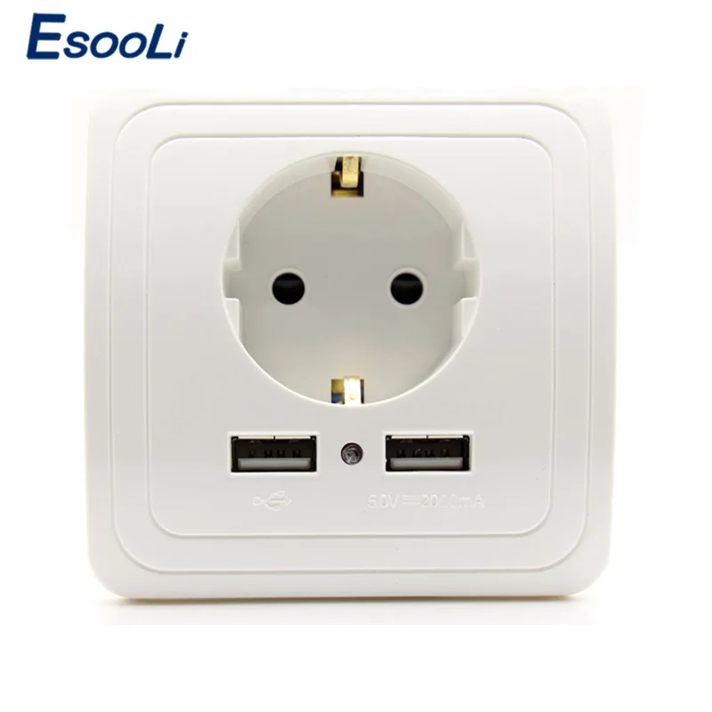 Сетевое зарядное устройство Esooli с двумя USB-портами 16 А 250 В ма | Обустройство дома