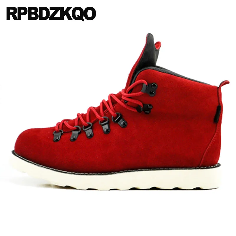 Más Redonda rojo Tamaño Toe Azul Otoño Diseñador Lace 2018 Ante Hombres azul Runway Zapatos Alta Botas Seguridad Negro Calidad De Botines Up Trabajo B0I0Ft