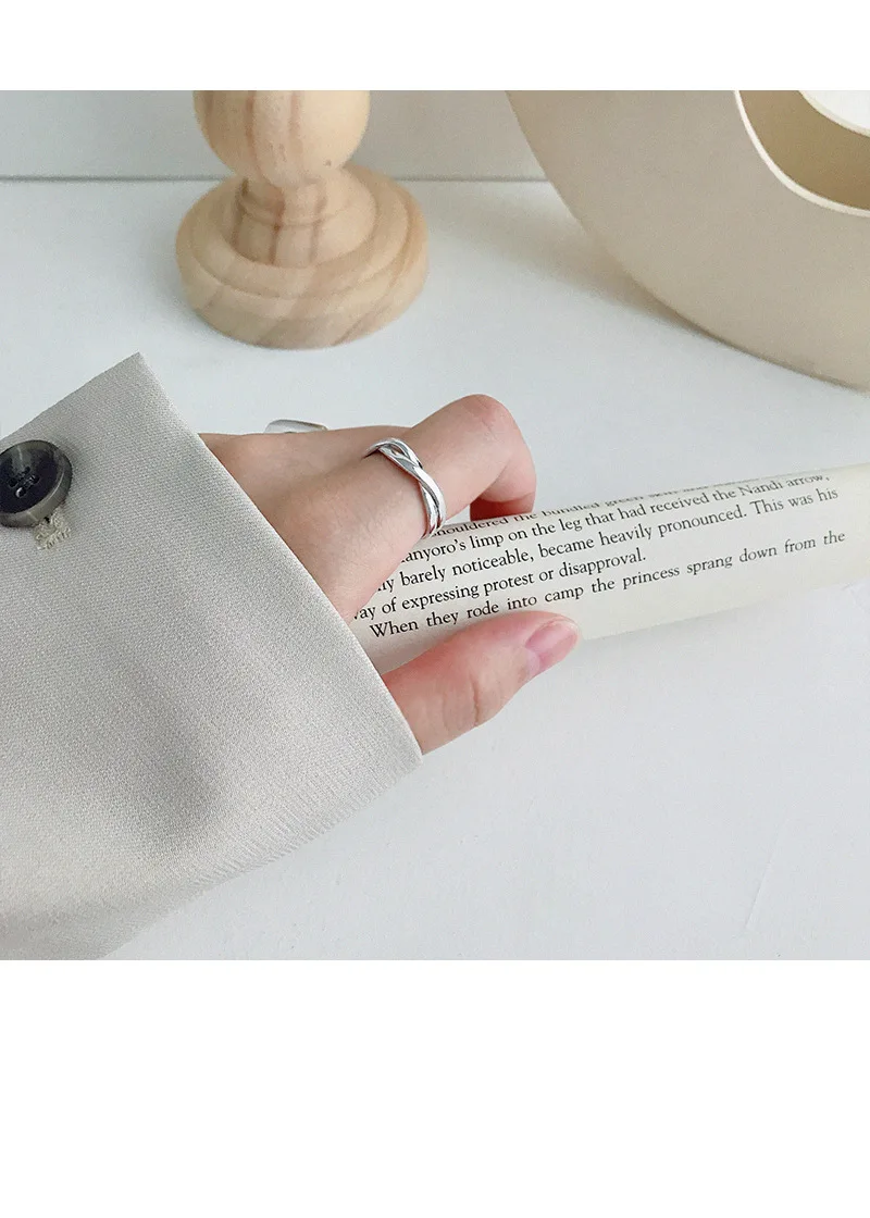 Shanice простое 925 Серебряное Открытое кольцо корейское серебро Открытое кольцо INS ткачество переплетенное твист S925 тайское серебро регулируемое